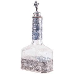 Storck & Sinsheimer Cut-Glass Decanter with Reticulated Base with Pastoral Scene