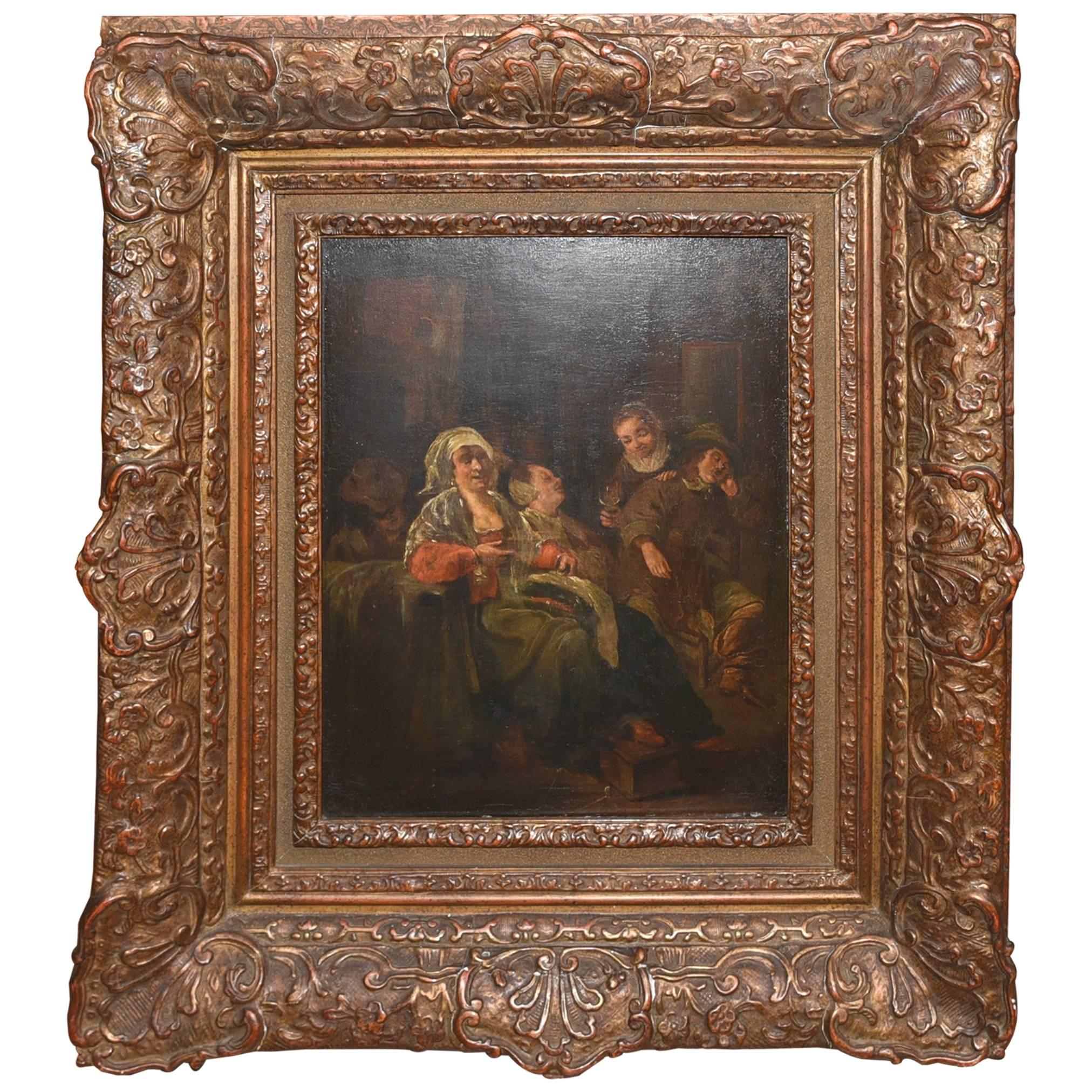 19th Century Antique Dutch Oil Painting Family Portrait For Sale