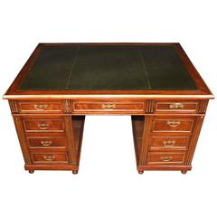 Antique French Napoleon III Partners Desk Mahogany Writing Table