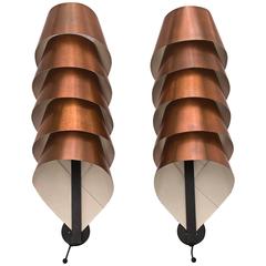 A Pair of Beautiful Hans Agne Jakobsson Copper Wall Sconces