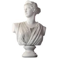 Italian Carrara Marble Bust of Artemis