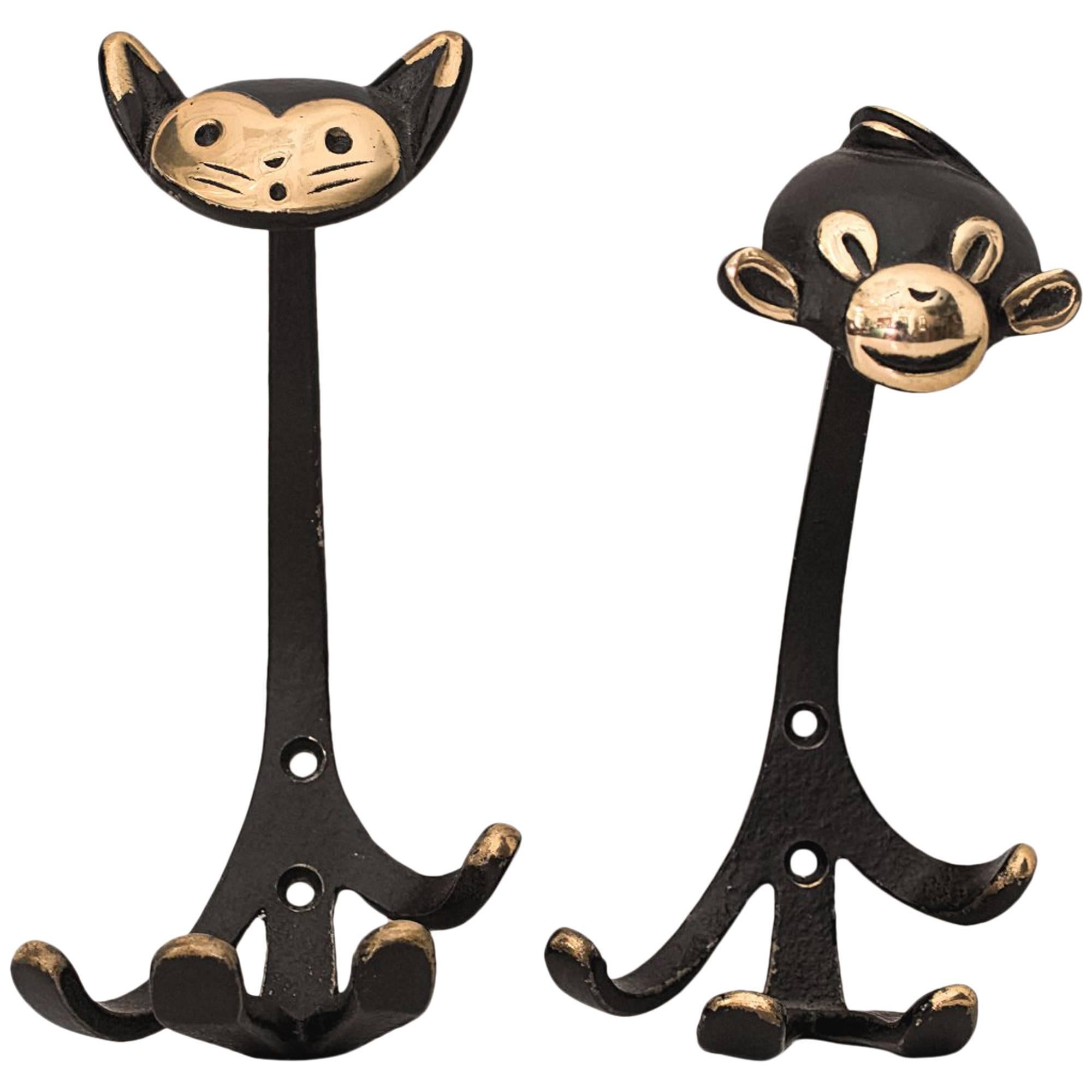 Walter Bosse Cat and Monkey Wall Hooks