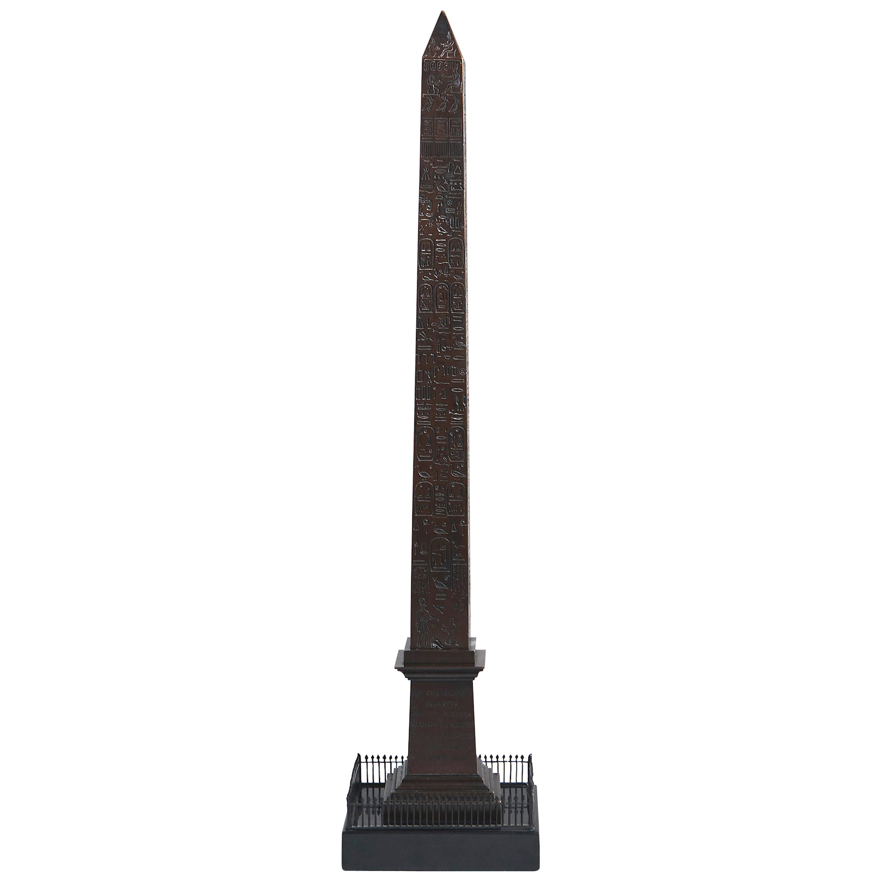 Obelisk in Patinated Bronze, First Half of the 19th Century For Sale