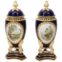 Antique Pair of Graingers Worcester Vases and Covers, circa 1900