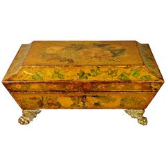 19th Century English Regency Penwork Games Box Floral Lacquered, circa 1810 6