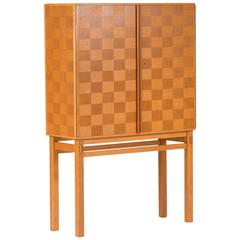 Swedish 1950s Checkered Oak Cabinet