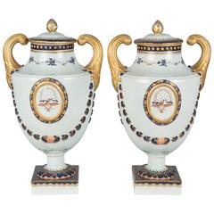Pair of Mottahedeh Porcelain Urns