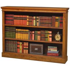 Victorian Figured Walnut Open Bookcase