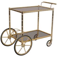 Mid-Century French Brass Bamboo Bar Cart 2