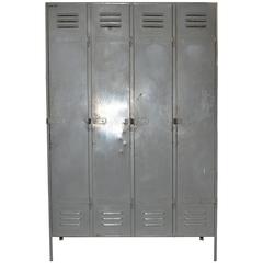 Retro 20th Century Steel Locker Painted Gray
