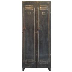 20th Century Industrial Vintage Polished Steel Locker