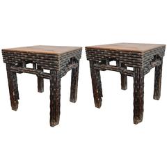 Pair of 18th Century Chinese Elmwood Side Tables 8