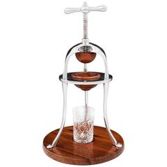 Jacques Adnet Chrome-plated and Walnut Fruit Squeezer Jacques Adnet Chrome-plated and Walnut Fruit Squeezer