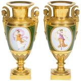 Pareja de jarrones de porcelana de París del siglo XIX