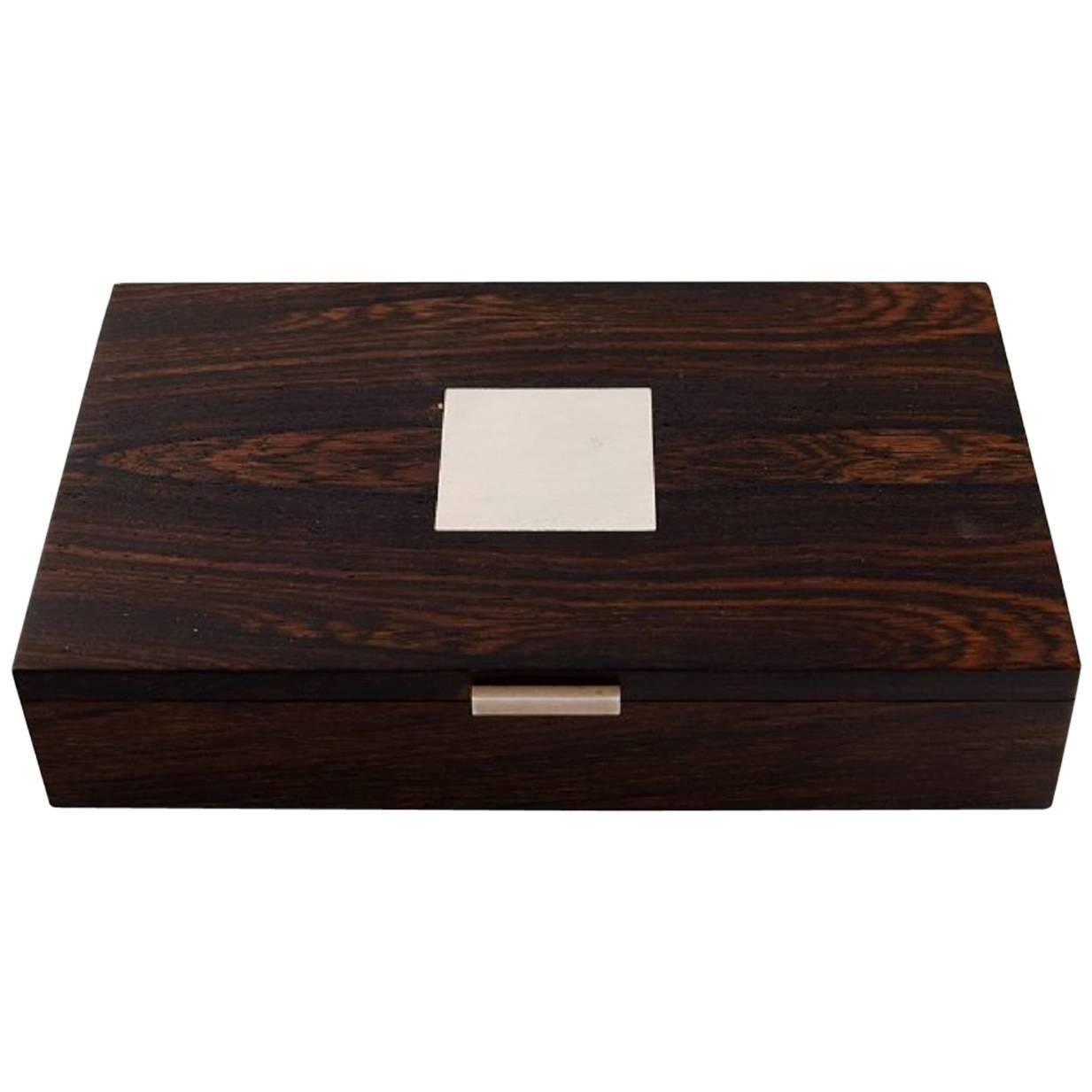 Hans Hansen, Casket / Box in Rosewood Inlaid with Silver