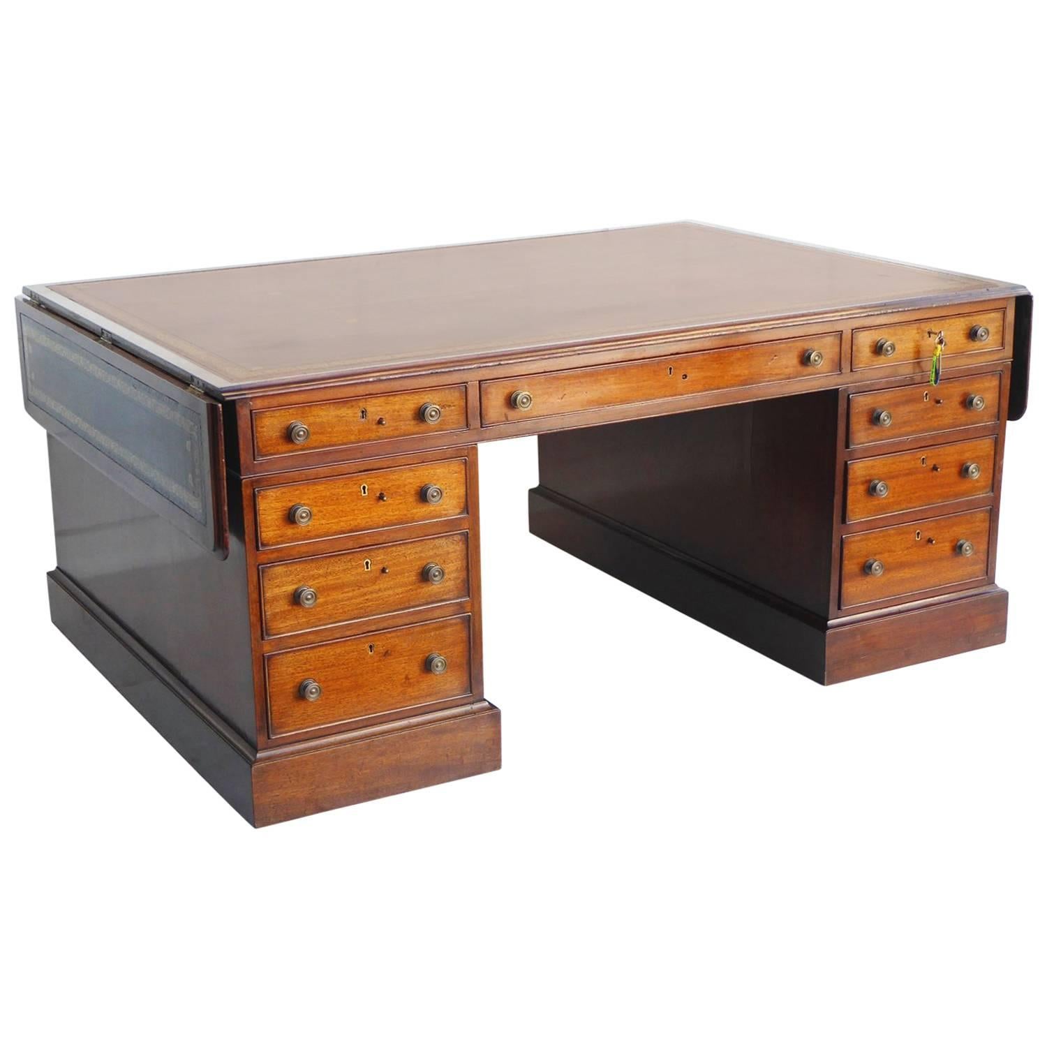 Unusual Large 19th Century Mahogany Partners Desk