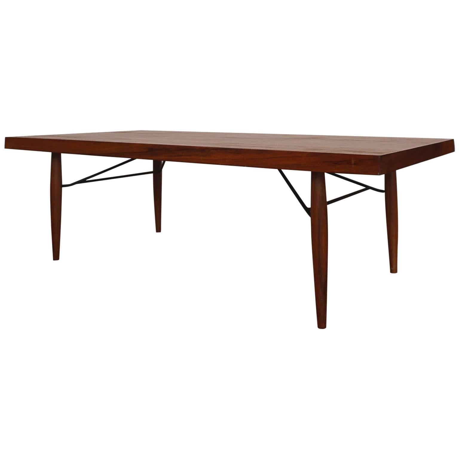 1950s Iron and Mahogany Table by Luther Conover