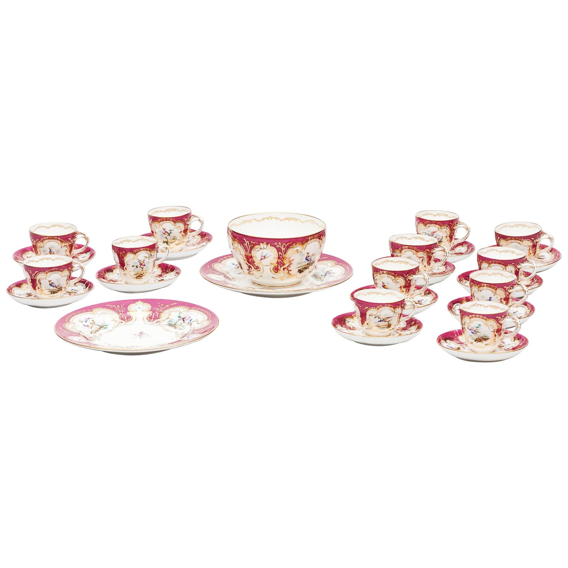 19th Century Coalport Raspberry and Gilt Tea Service