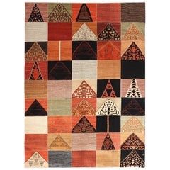 Tapis persan contemporain Orley Shabahang « Autumn Garden », 25,4 x 35,4 cm