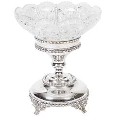 English Silver Plate and Cut Glass Comport or Centrepiece