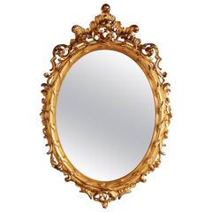 Huge Palatial French 19th Century Rococo Carved Gold Leaf Giltwood Oval Mirror 5