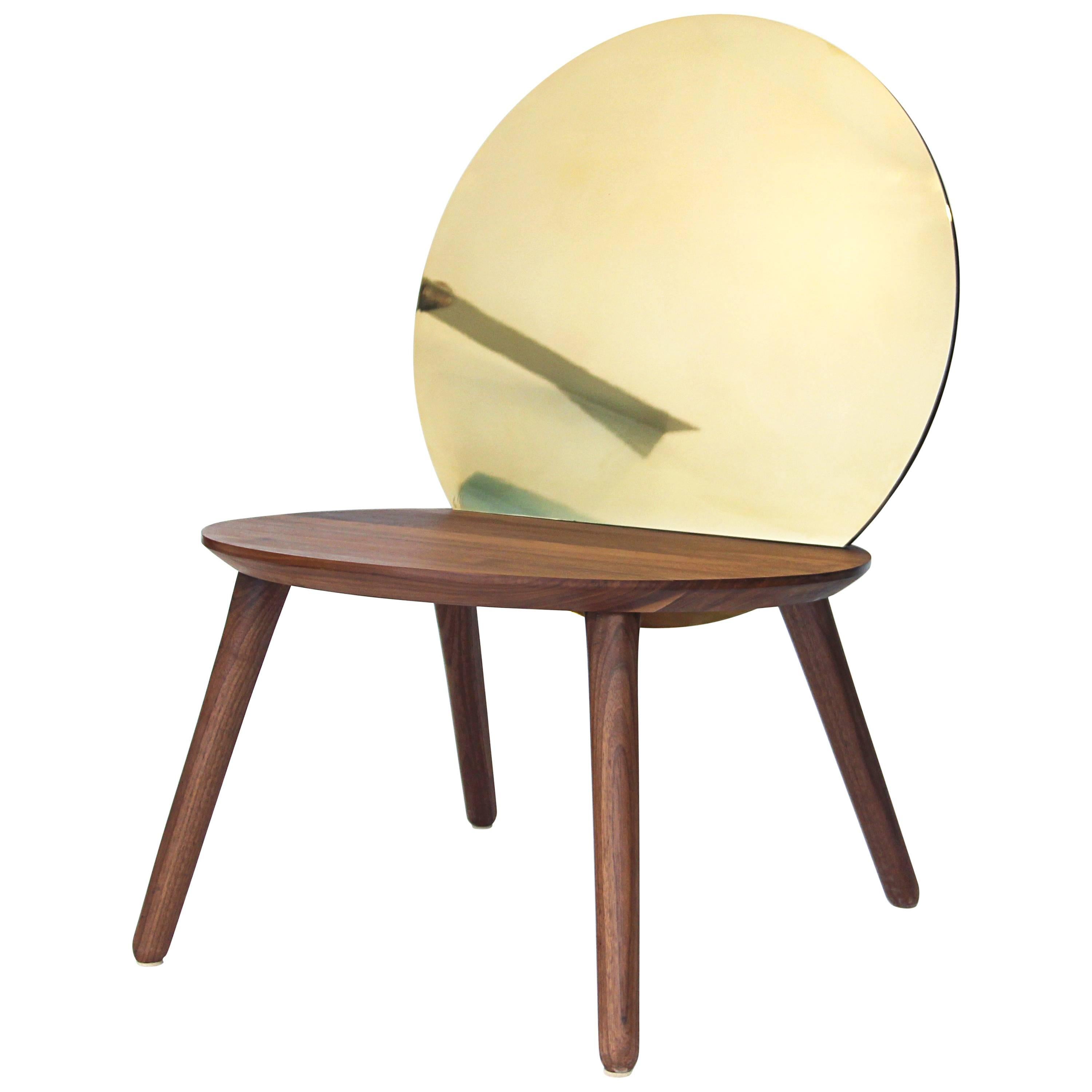 Narcisse Contemporary Brass and Walnut Chair For Sale