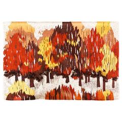 Mid Century “Autumn” Fiber Art Wall, Signed by Barbara M 6
