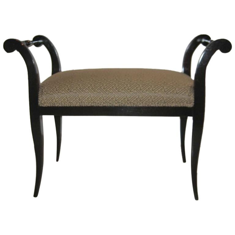 Wonderful Black Lacquer "Flared" Bench For Sale