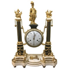 Large French, Louis XVI Period Marble and Ormolu Portico Clock