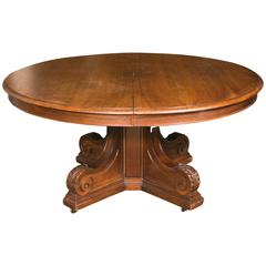 Antique Extending Large Walnut Dining Room Table