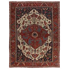 Antique Persian Serapi Rug with Traditional Modern Style 10