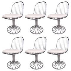 Set of Vintage Chrome Tulip Base Swivel Chairs