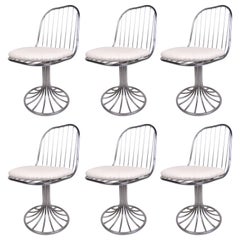 Set of Vintage Chrome Tulip Base Swivel Chairs