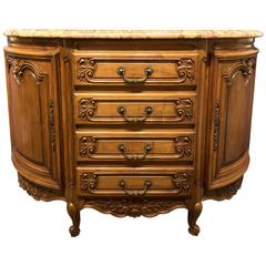 Walnut Demilune Marble-Top Chest of Drawers