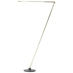 Thin Contemporary Dimmable LED Adjustable Floor Lamp in Satin Brass