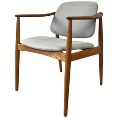 Rare Arne Vodder for Bovirke “BO92” Oak Armchair with Pivoting Backrest 11