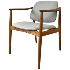 Vintage Rare Arne Vodder for Bovirke “BO92” Oak Armchair with Pivoting Backrest