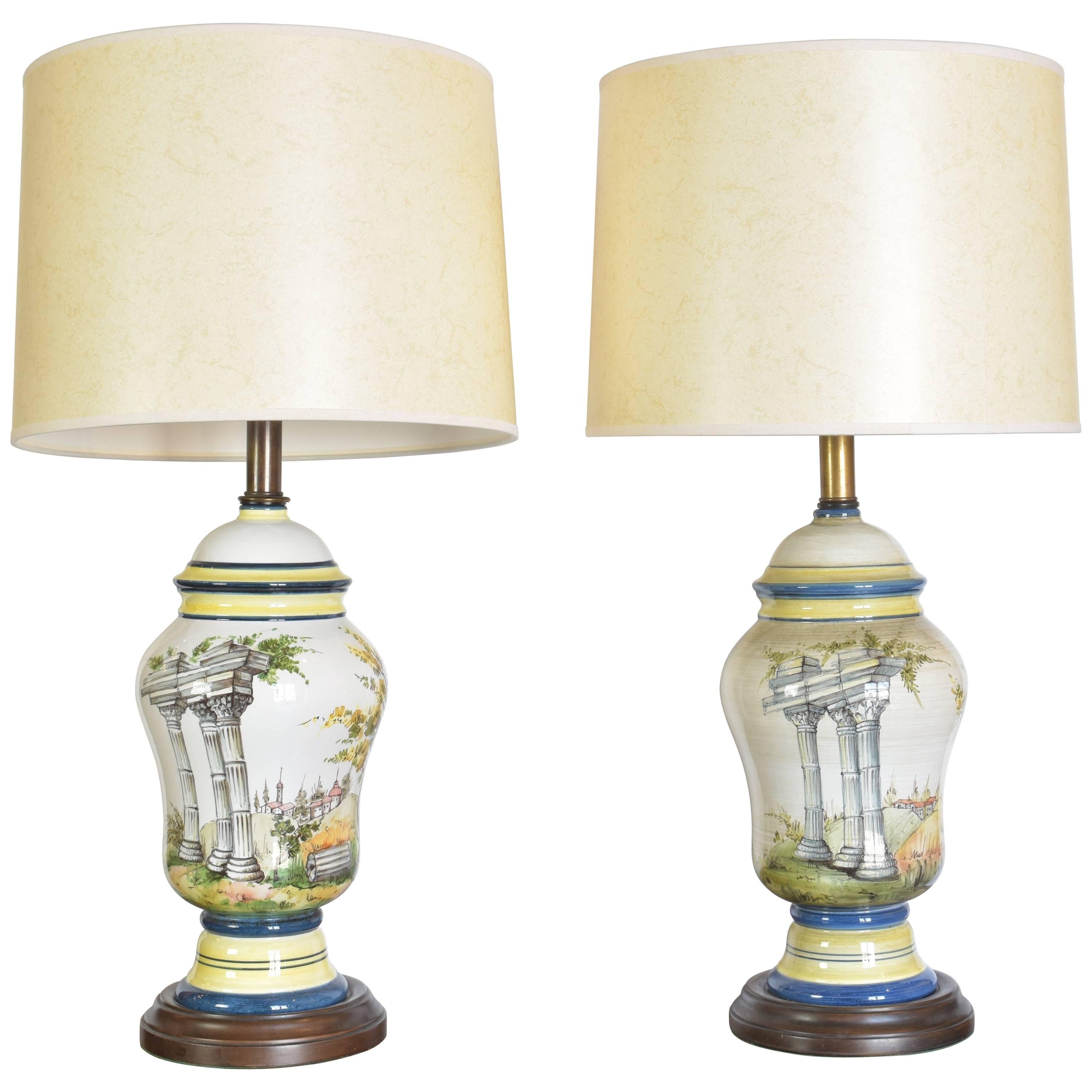 Pair of Mid-20th Century Frederick Cooper Ceramic Lamps For Sale