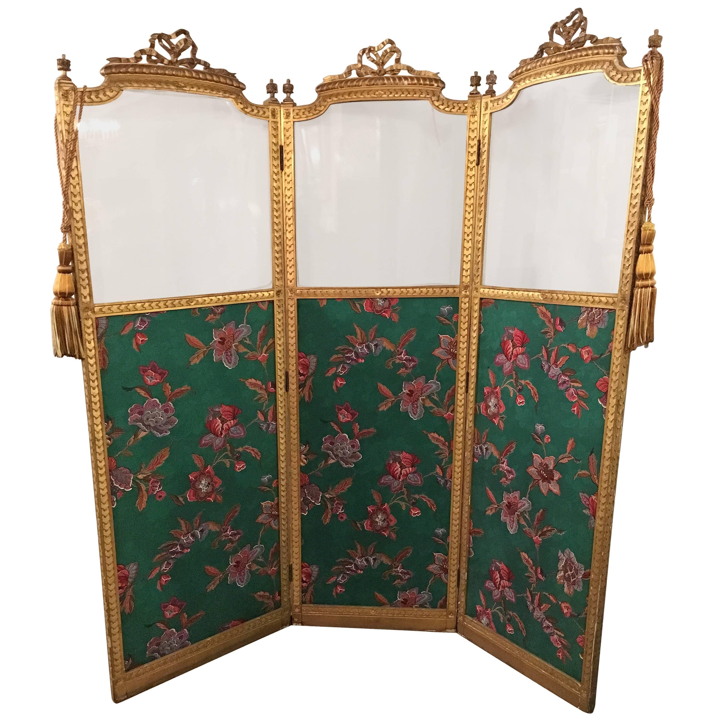 Antique Three-Panel French Screen or Room Divider