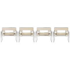 Set of Four Marcel Breuer Wassily Chairs for Knoll, Ivory Leather