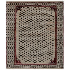 Tapis turc vintage des années 1970 avec bordure rouge