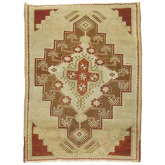 Tapis d'Oushak turc vintage camel