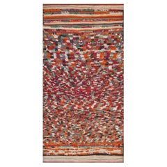 Handwoven Mid-Century Multicolored Deep-Pile Vintage Moroccan Rug