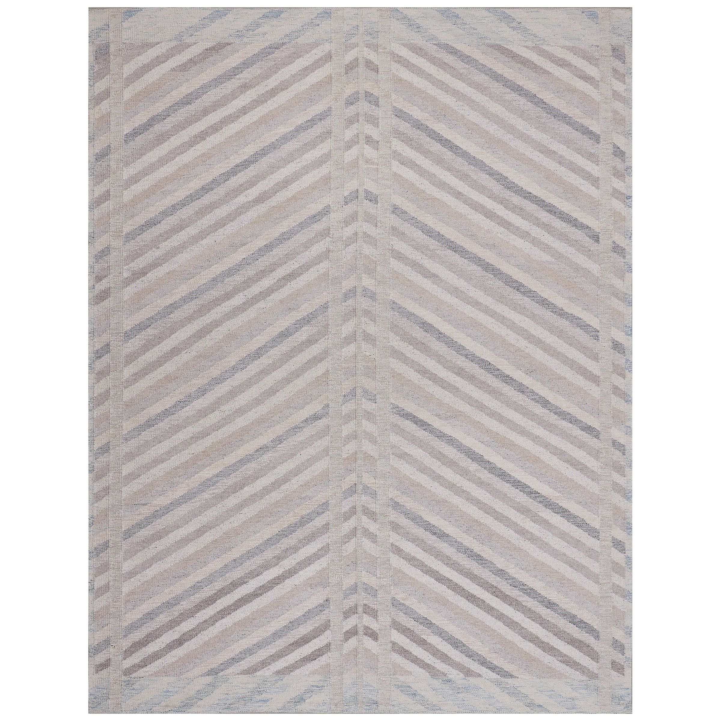 Handwoven Swedish-Inspired Wool Striped Flatweave Rug