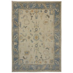 New Contemporary Turkish Oushak Rug with Cape Cod Nantucket Style