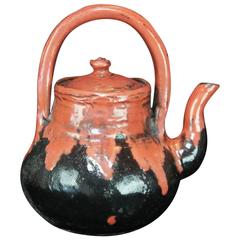 Vintage Fine Old Japanese Raku Hand Made and Hand Drip Glazed Tea or Water Pot