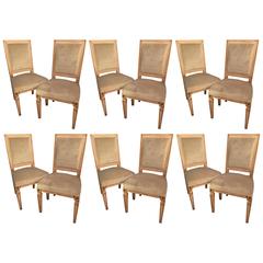 Set of 12 Paint Decorated Louis XVI Jansen Style Dining Chairs 7