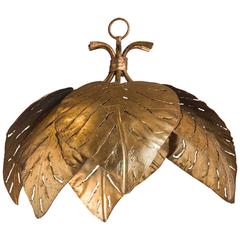 Vintage French Gilded Mid-Century Palm Leaf Chandelier, circa 1960