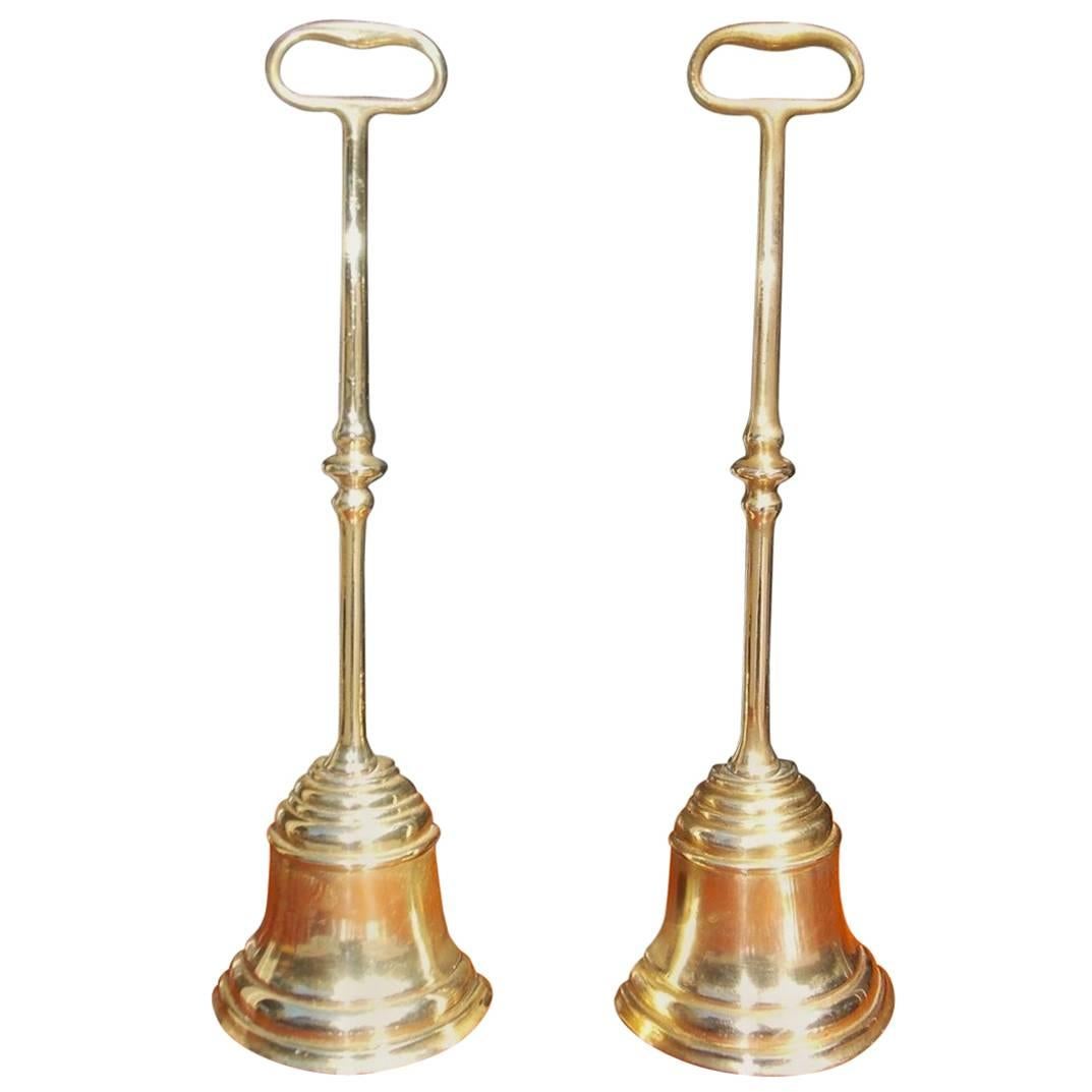 Pair of English Federal Brass Bell Shaped Doorstops, Circa 1790