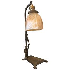 Art Deco Brass and Stain Glass Table Lamp 8